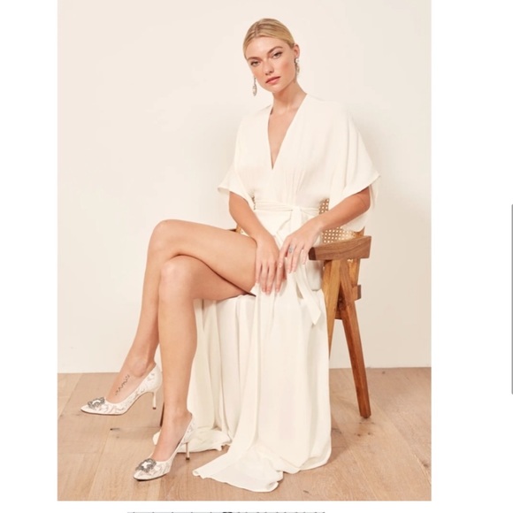 REFORMATION Winslow Wrap Maxi Dress in Ivory Size SP - Picture 3 of 10